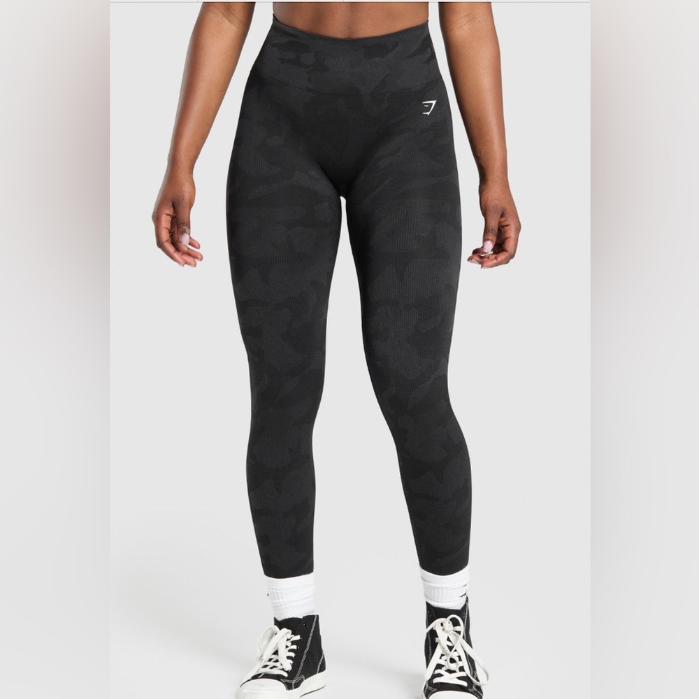 Gymshark Adapt Camo Seamless Leggings - Black/Asphalt Grey